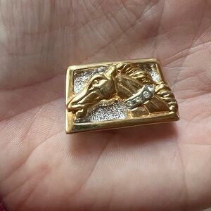 Gold and silver horse pendant and earrings, racehorse jewelry, derby horse